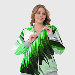 Женский 3D-костюм Чёрно-зелёные острые полосы на белом фоне, цвет: 3D-меланж — фото 2