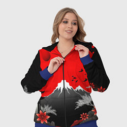 Женский 3D-костюм Японская гора и красная луна, цвет: 3D-синий — фото 2