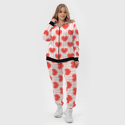 Женский 3D-костюм Полосатый паттерн с красными ажурными сердечками, цвет: 3D-черный — фото 2