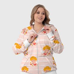 Женский 3D-костюм Полосатый паттерн с милыми купидонами, цвет: 3D-белый — фото 2