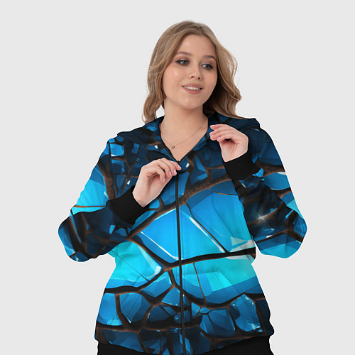 Женский костюм Синяя текстура объемных плит / 3D-Черный – фото 3