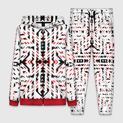 Женский 3D-костюм Чёрно-красные диагональные полосы на белом фоне, цвет: 3D-красный