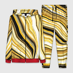 Женский 3D-костюм Волнистые вертикальные чёрно-жёлтые полосы, цвет: 3D-красный