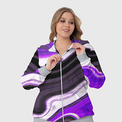 Женский 3D-костюм Волнистые горизонтальные чёрно-фиолетовые полосы н, цвет: 3D-меланж — фото 2
