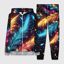 Женский 3D-костюм Неоновые разноцветные перья, цвет: 3D-меланж