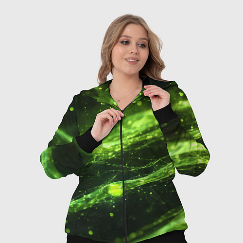 Женский костюм Текстура зеленая жидкость / 3D-Черный – фото 3