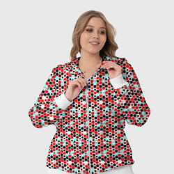 Женский 3D-костюм Киберпанк шестиугольники красные, цвет: 3D-белый — фото 2