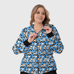Женский 3D-костюм Киберпанк шестиугольники синие, цвет: 3D-черный — фото 2