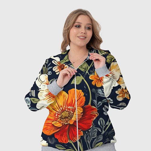 Женский костюм Маки и пионы старинный паттерн / 3D-Меланж – фото 3