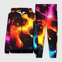 Женский 3D-костюм Радужные кляксы на черном фоне, цвет: 3D-черный
