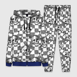 Женский костюм Черепа и клетчатый фон с дырами