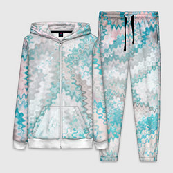 Женский 3D-костюм Серо-бирюзовый абстрактный, цвет: 3D-белый
