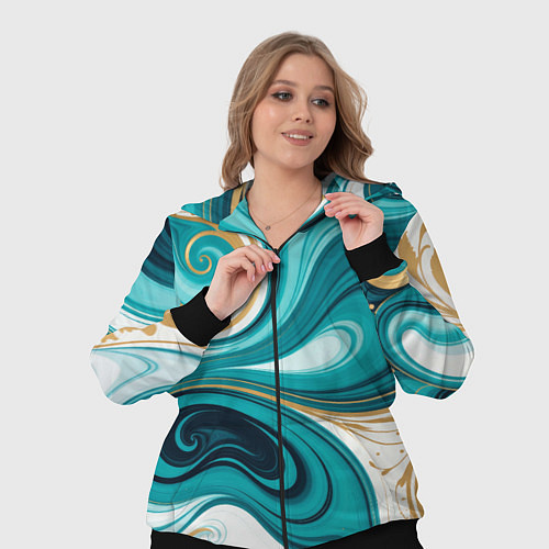 Женский костюм Бирюза и золото / 3D-Черный – фото 3