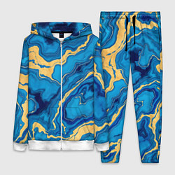 Женский 3D-костюм Синий мрамор с золотом, цвет: 3D-белый
