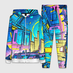 Женский 3D-костюм Космический город, цвет: 3D-белый