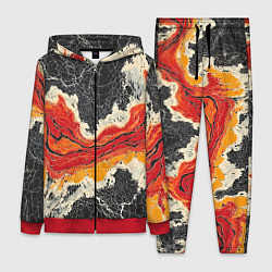 Женский 3D-костюм Красно-черная потертая текстура, цвет: 3D-красный