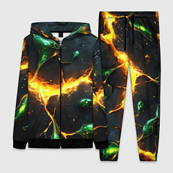 Женский 3D-костюм Разлом текстуры с зеленой слизью, цвет: 3D-черный