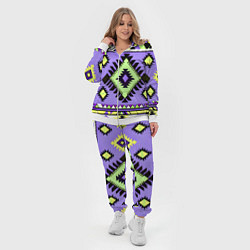 Женский 3D-костюм Геометрический сиренево желтый орнамент ацтеков, цвет: 3D-белый — фото 2