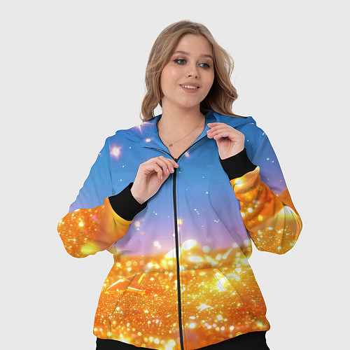 Женский костюм Золотые шарики на голубом фоне / 3D-Черный – фото 3