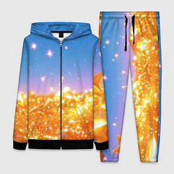 Женский 3D-костюм Золотые шарики на голубом фоне, цвет: 3D-черный