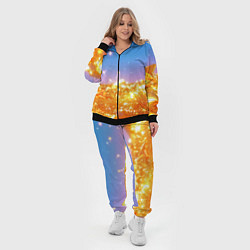 Женский 3D-костюм Золотые шарики на голубом фоне, цвет: 3D-черный — фото 2