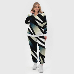 Женский 3D-костюм Чёрно-белый с синим затемнением полосы, цвет: 3D-белый — фото 2