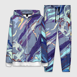Женский 3D-костюм Фиолетовый стилизованный абстракция, цвет: 3D-белый