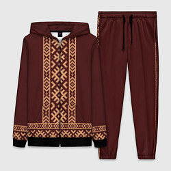 Женский 3D-костюм Золотой узор на бордовом - вышиванка рубаха, цвет: 3D-черный
