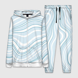 Женский костюм Светлый бело-голубой волнистые полосы