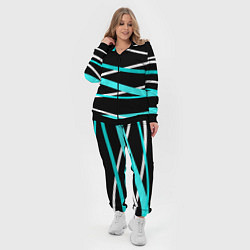 Женский 3D-костюм Чёрный с бело-голубыми полосами, цвет: 3D-черный — фото 2