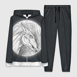 Женский 3D-костюм Черепа лошадей - эскиз, цвет: 3D-белый