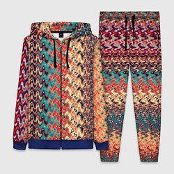 Женский 3D-костюм Красно-синий искажённые полосы узор, цвет: 3D-синий