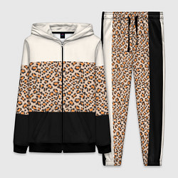 Женский 3D-костюм Леопардовый паттерн с черной и бежевой полосой, цвет: 3D-черный
