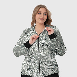 Женский 3D-костюм Серый абстрактный с белыми кляксами, цвет: 3D-черный — фото 2