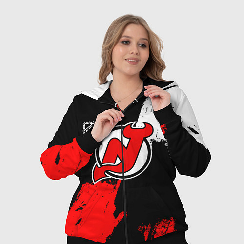Женский костюм Нью Джерси Девилз - брызги краски / 3D-Черный – фото 3