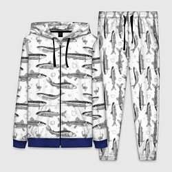 Женский 3D-костюм Корюшка паттерн, цвет: 3D-синий