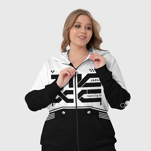 Женский костюм Кибер текстура - черно белая / 3D-Черный – фото 3