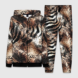 Женский 3D-костюм Змеиная кожа и полоски зебры микс - сафари паттерн, цвет: 3D-черный
