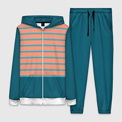Женский 3D-костюм Полосатый мандариновый морской рассвет с однотоном, цвет: 3D-белый