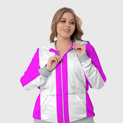 Женский 3D-костюм Color white pink lines, цвет: 3D-меланж — фото 2