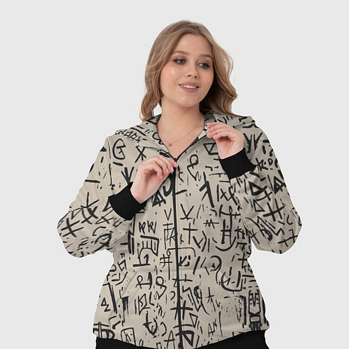 Женский костюм Иероглифы маори / 3D-Черный – фото 3