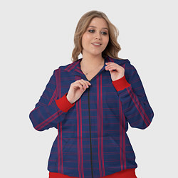Женский 3D-костюм Color blue cage pink stripes, цвет: 3D-красный — фото 2