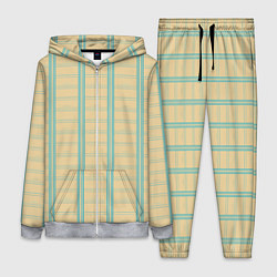 Женский костюм Color beige cage light blue stripes
