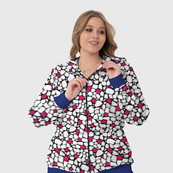 Женский 3D-костюм Мелкий красно белый мозаичный узор на черном, цвет: 3D-синий — фото 2