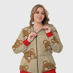 Женский 3D-костюм Медвежьи мордашки на бежевом, цвет: 3D-красный — фото 2