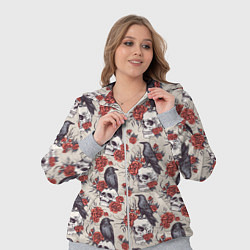 Женский 3D-костюм Ворон на черепе паттерн, цвет: 3D-меланж — фото 2