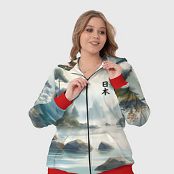 Женский 3D-костюм Японский акварельный пейзаж, цвет: 3D-красный — фото 2