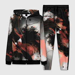 Женский 3D-костюм Тёмные краски абстракция красно-чёрный, цвет: 3D-черный