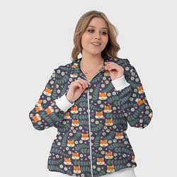 Женский 3D-костюм Лесной паттерн с лисьими мордами, цвет: 3D-белый — фото 2