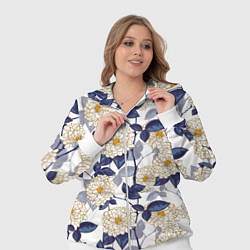 Женский 3D-костюм Цветы с синими листьями, цвет: 3D-белый — фото 2